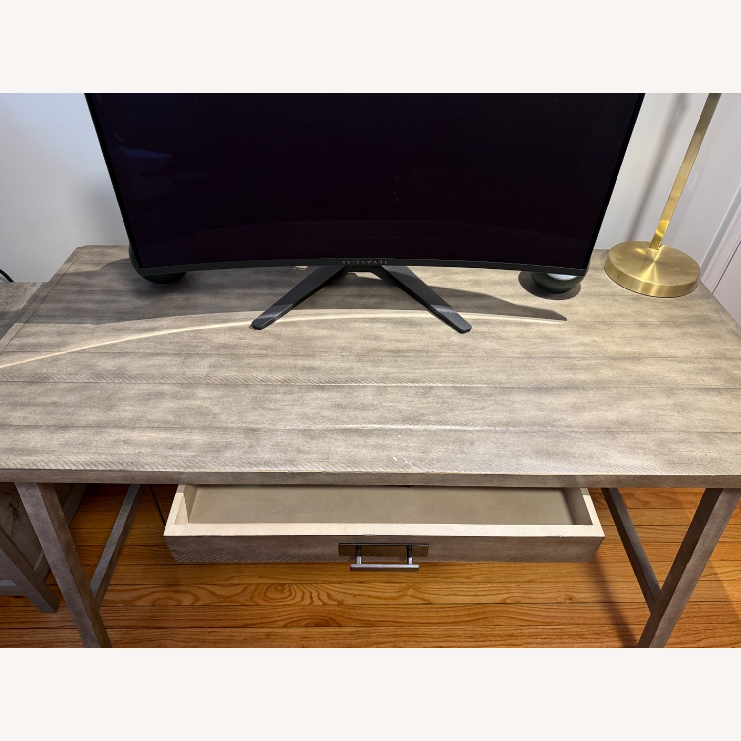 Pottery Barn Mateo Light Gray Wood Desk - image-7