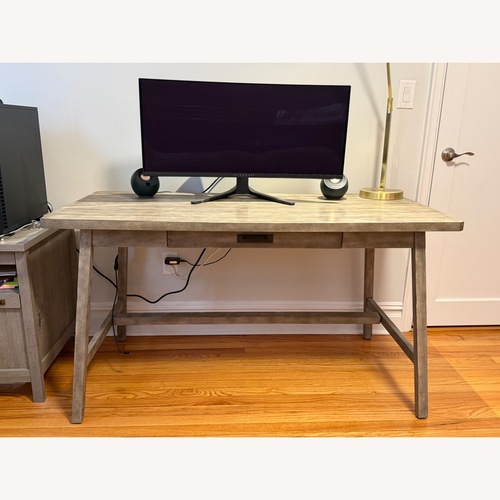 Used Pottery Barn Mateo Light Gray Wood Desk for sale on AptDeco
