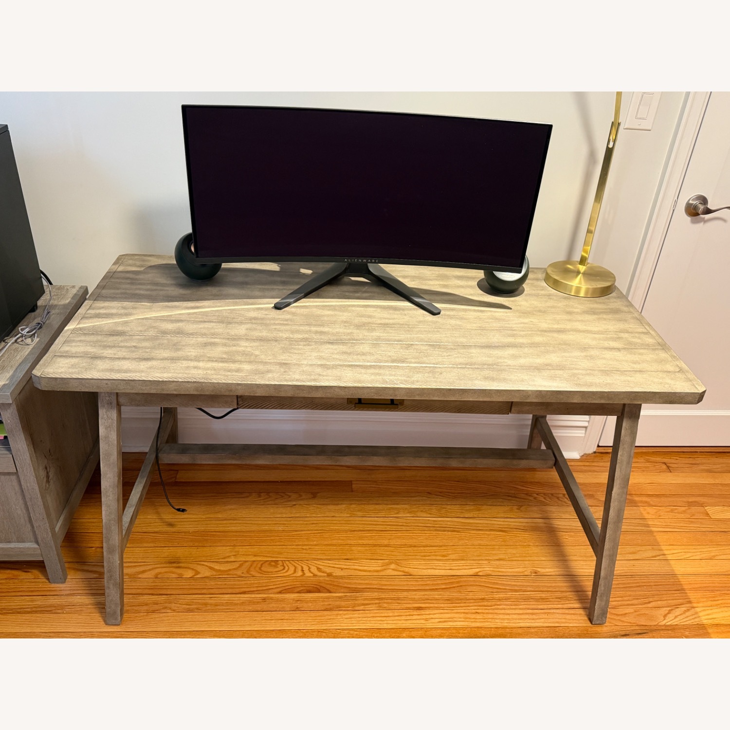 Pottery Barn Mateo Light Gray Wood Desk - image-2