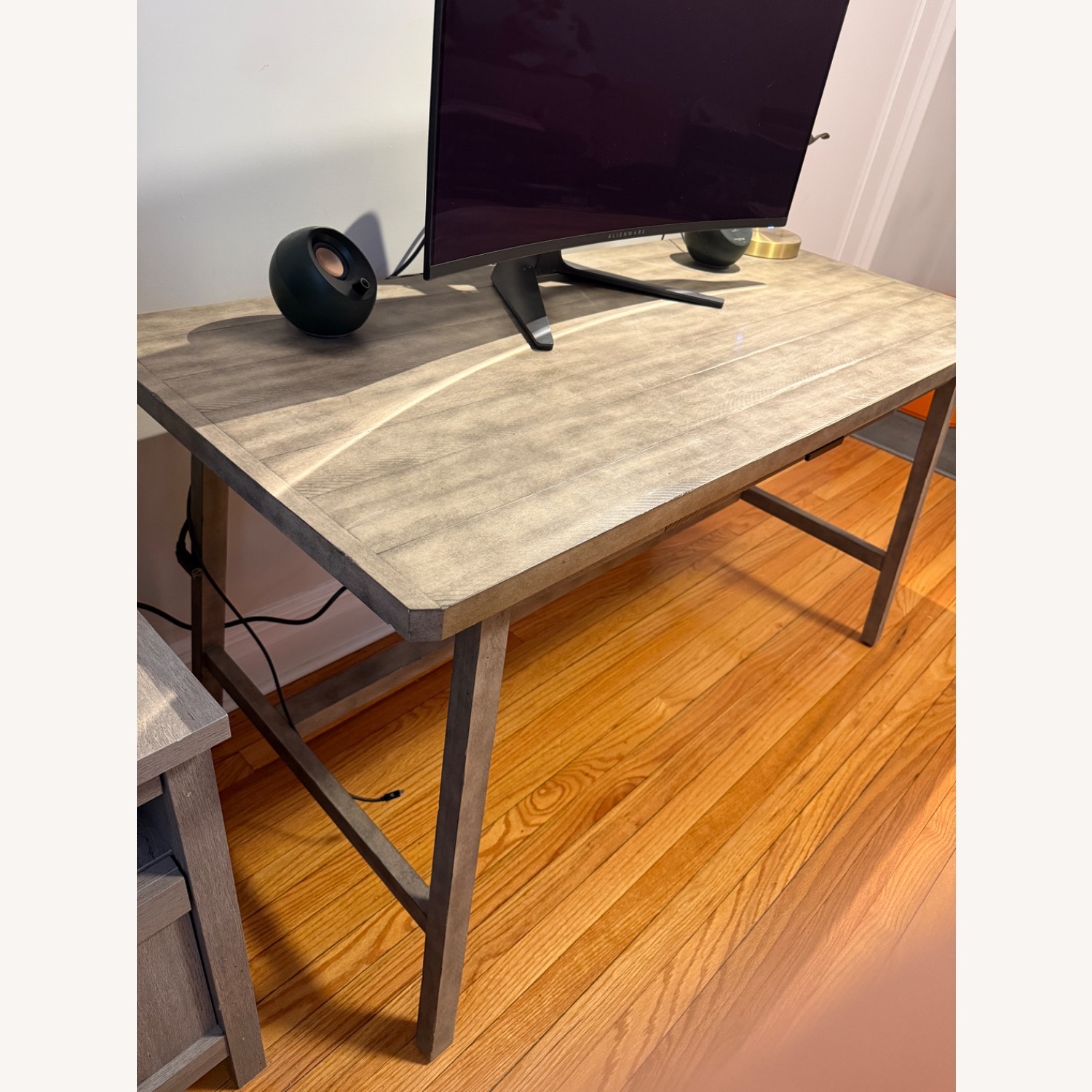 Pottery Barn Mateo Light Gray Wood Desk - image-3