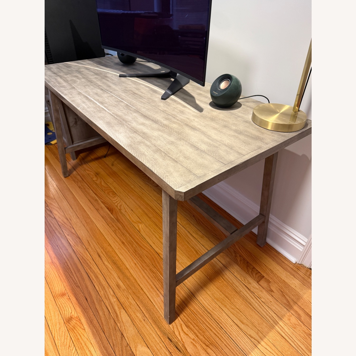 Pottery Barn Mateo Light Gray Wood Desk - image-5