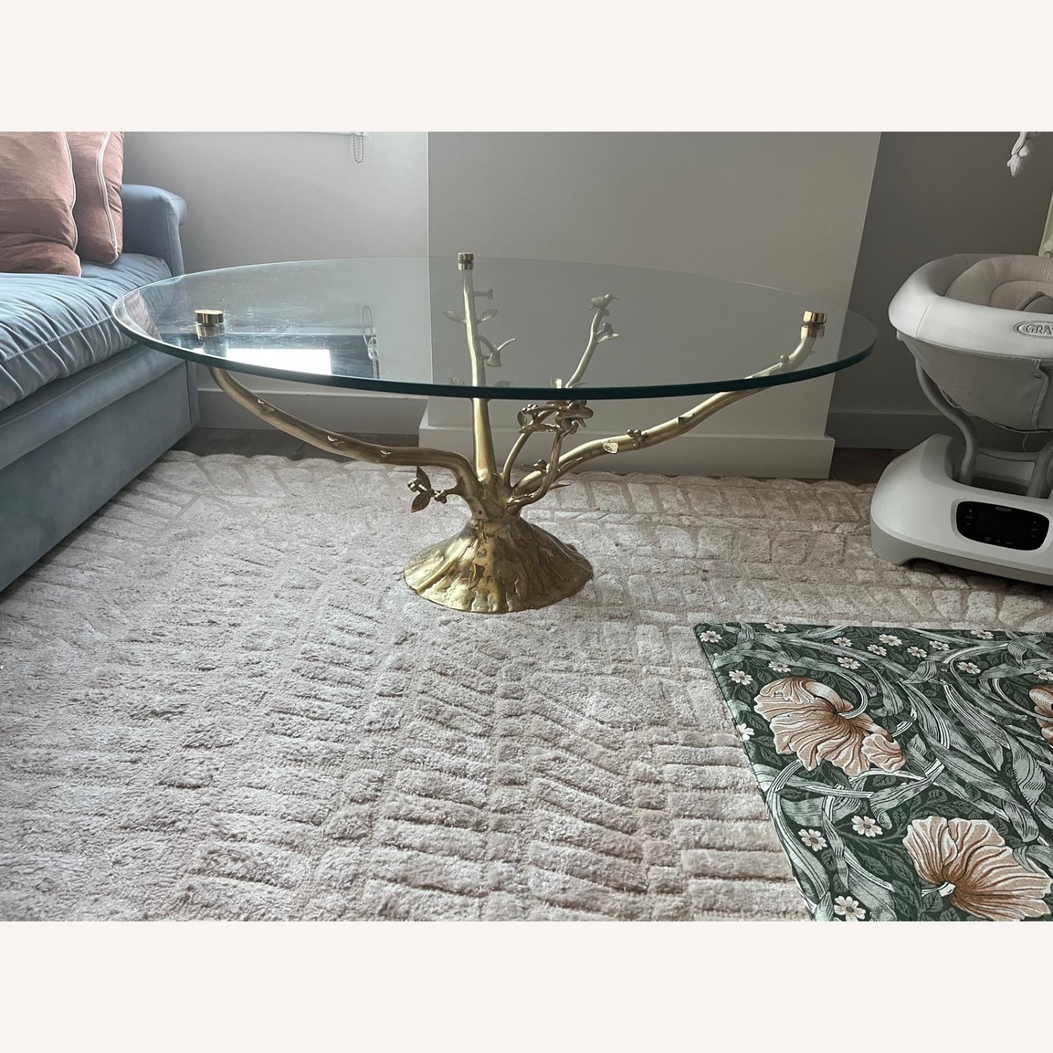 Anthropologie Gold Tree Glass Coffee Table - image-1