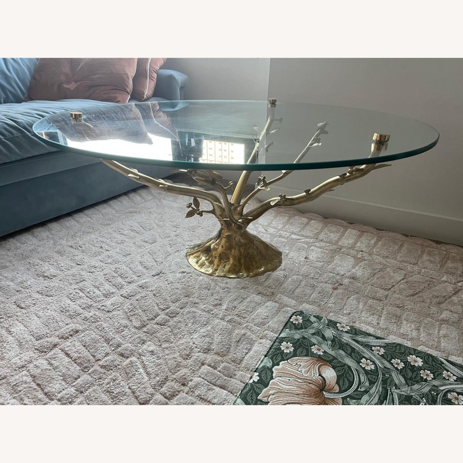 Anthropologie Gold Tree Glass Coffee Table - image-5