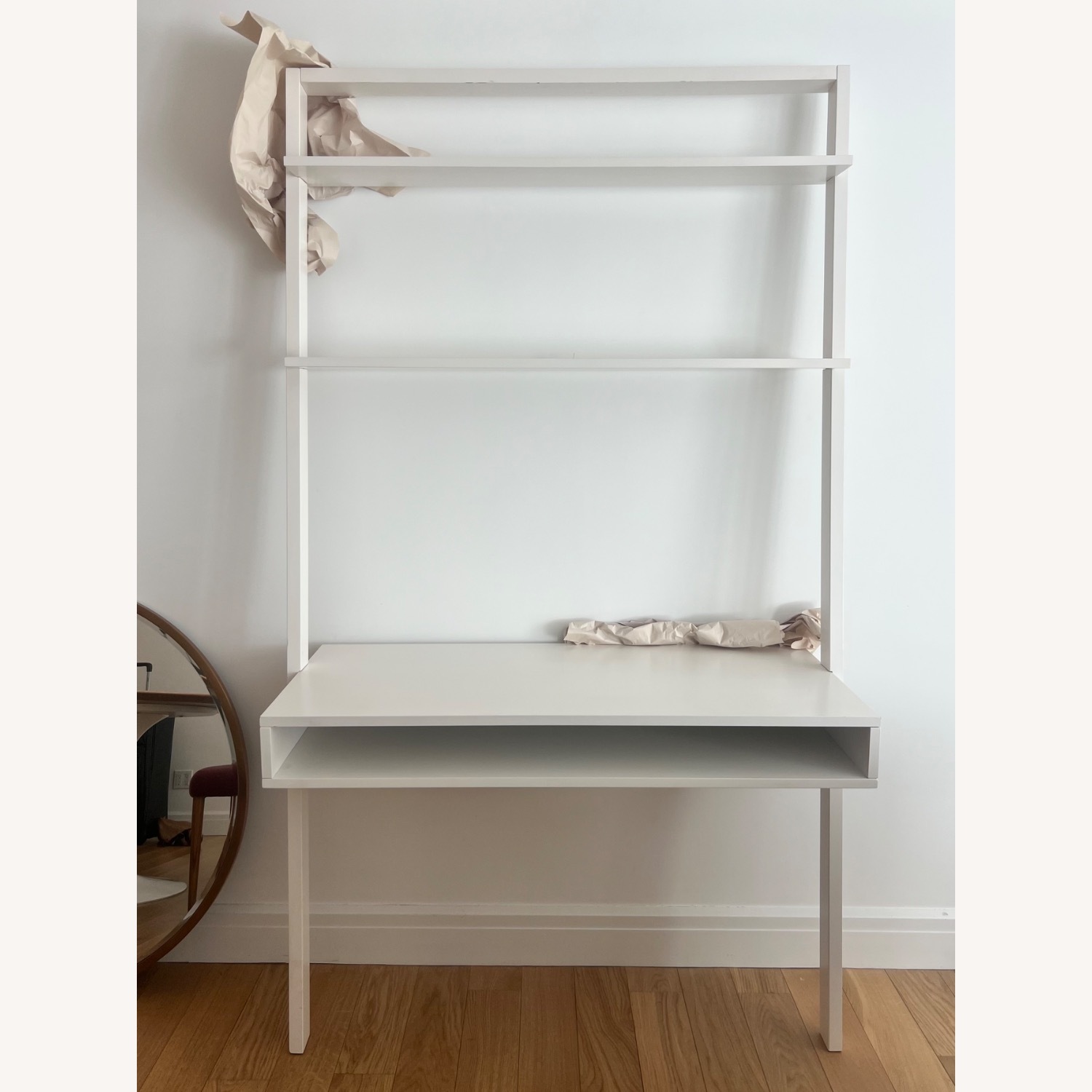 CB2 Stairway White Wood Desk - image-1