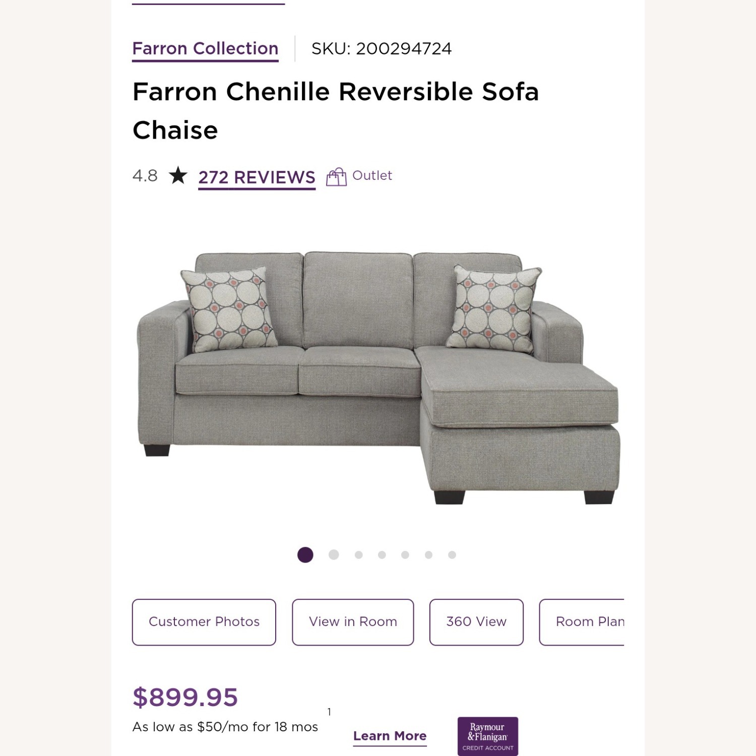 Raymour & Flanigan Light Gray 2 Piece Sectional - image-4