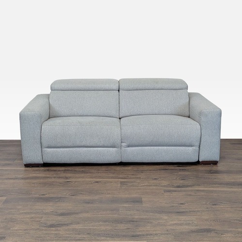 Used Macy Nevio Modern Light Gray Power Reclining Sofa for sale on AptDeco