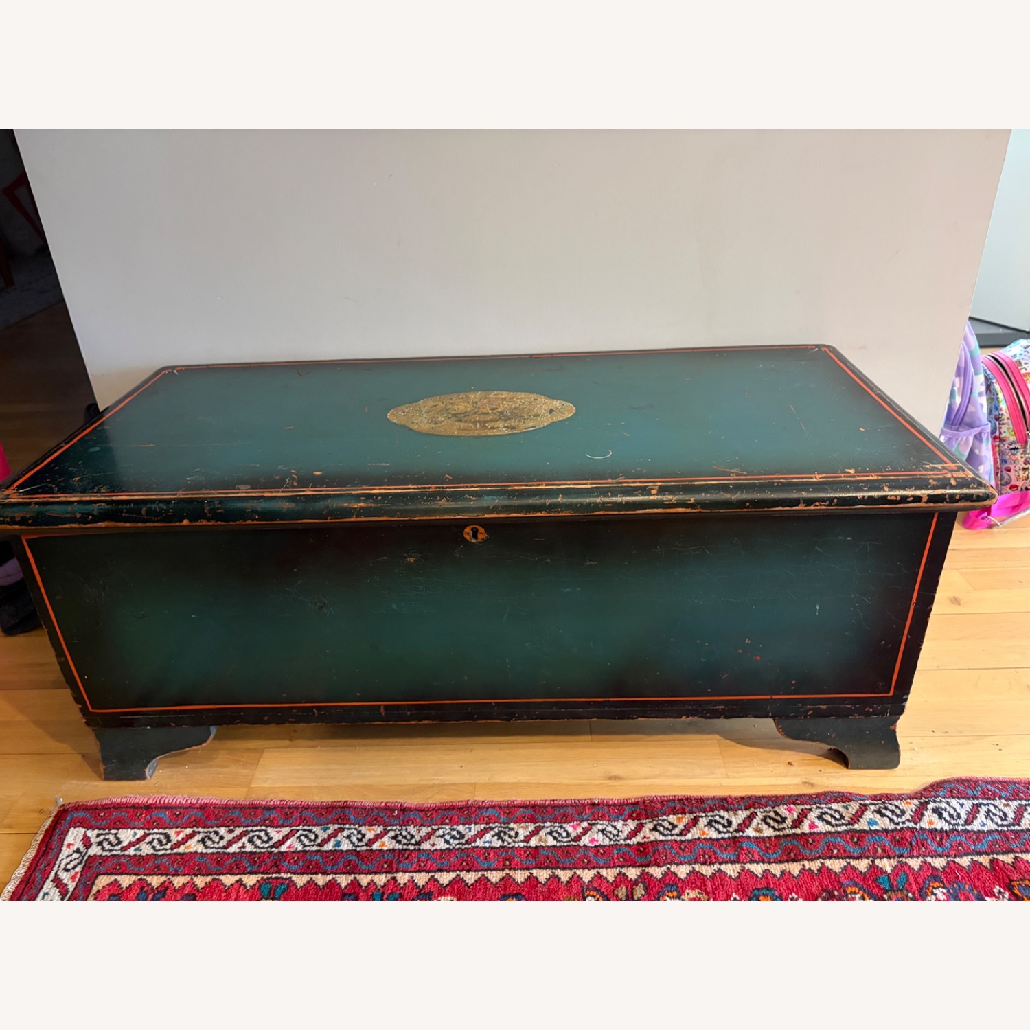 Vintage/Antique Blue Wood Chest - image-0