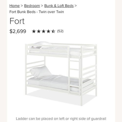 Used Room & Board Fort White Metal Bunk Bed for sale on AptDeco