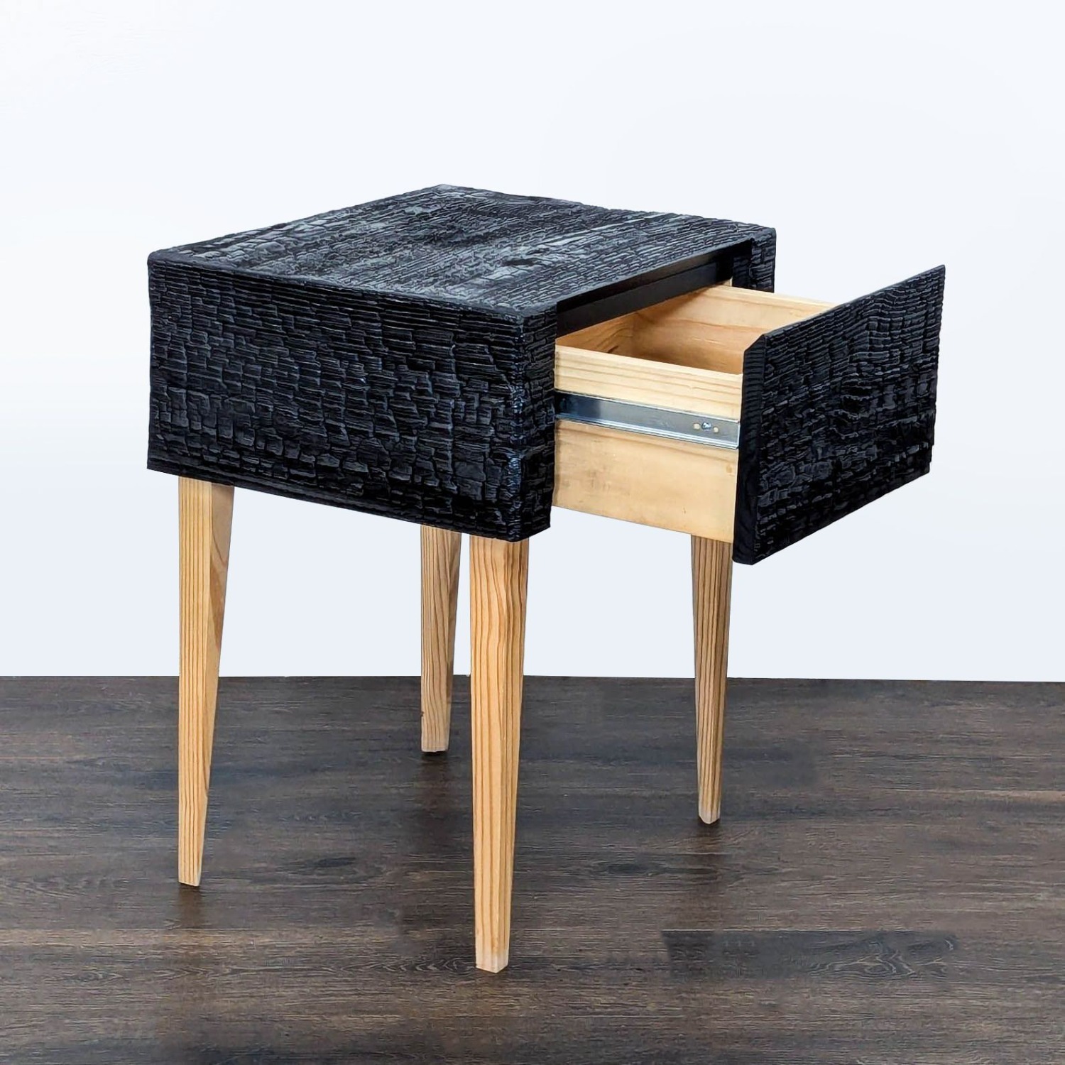 Charred Geometric "Commode" Nightstand	 - image-2
