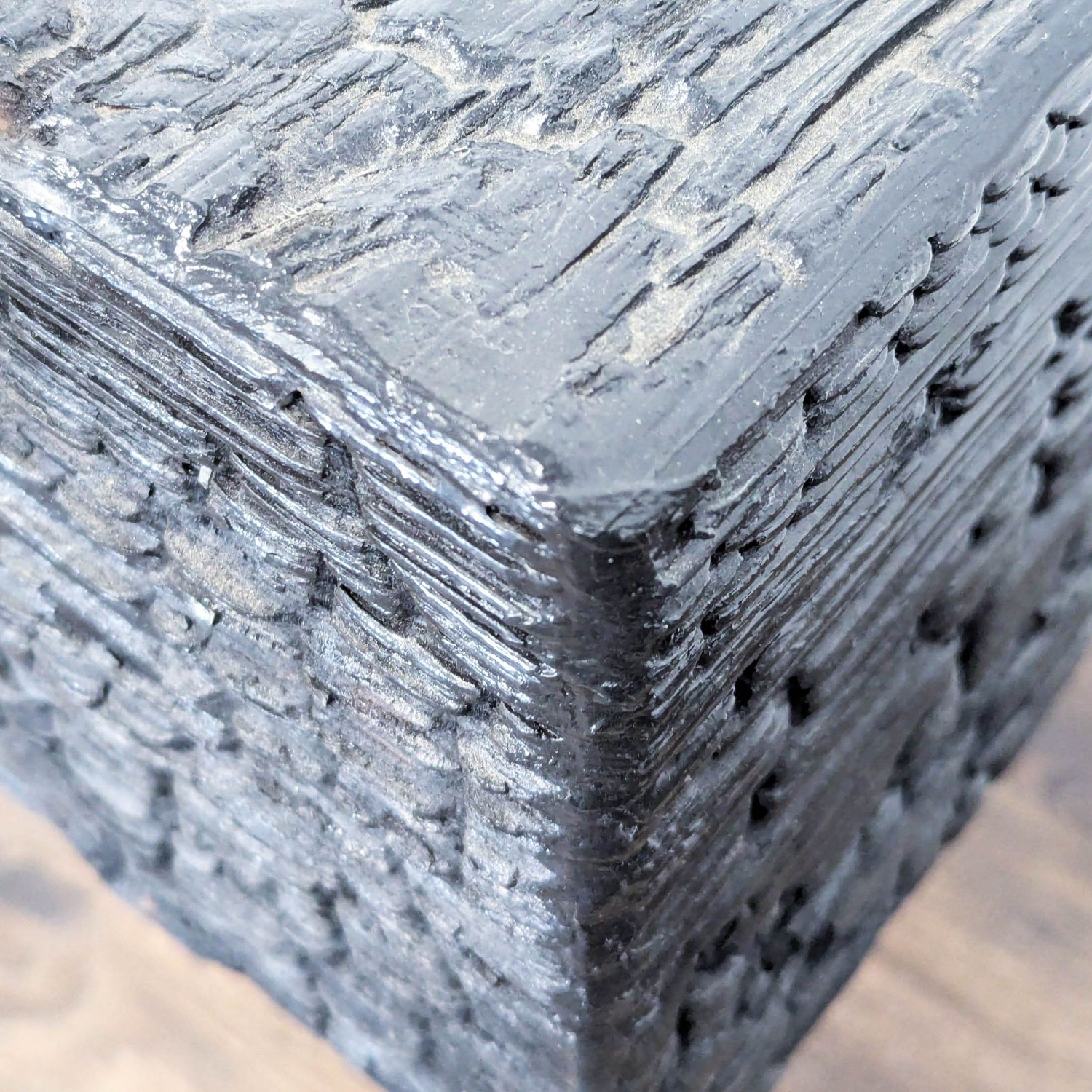 Charred Geometric "Commode" Nightstand	 - image-5