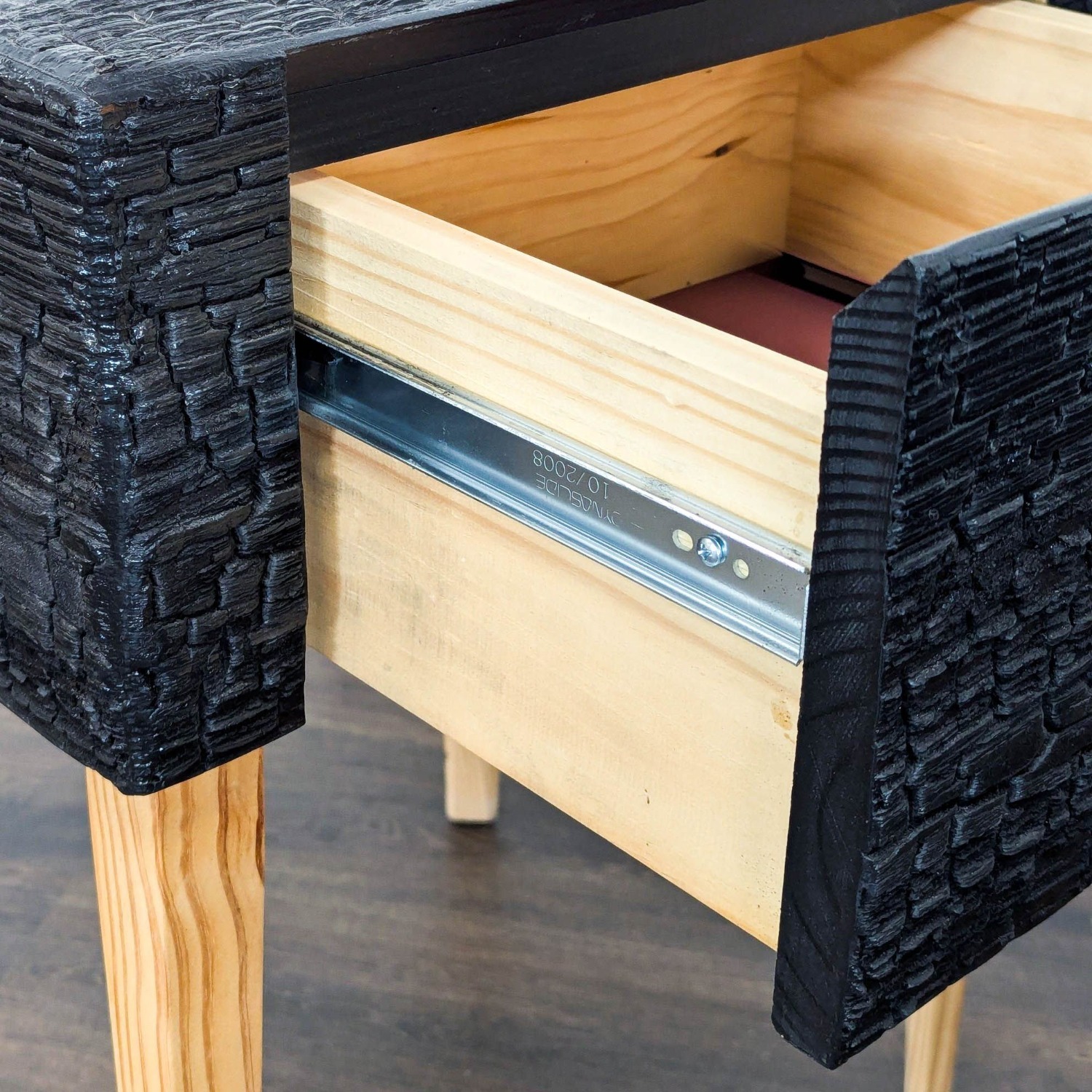 Charred Geometric "Commode" Nightstand	 - image-7