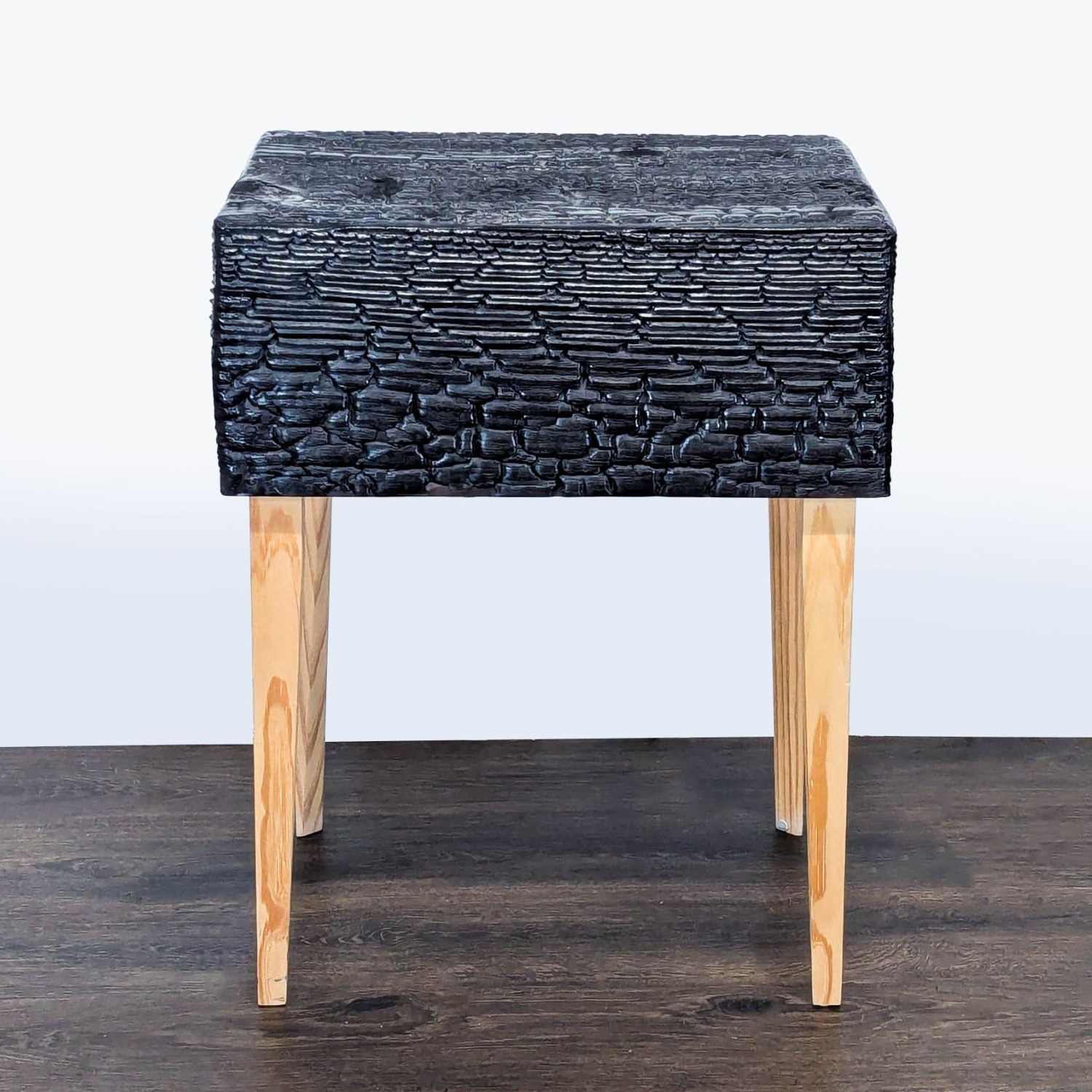 Charred Geometric "Commode" Nightstand	 - image-3