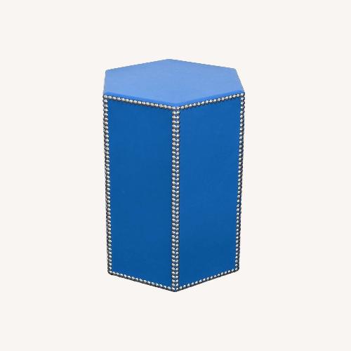 Used Wisteria Blue Hide Stool for sale on AptDeco