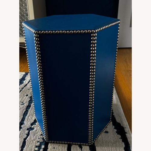 Used Wisteria Blue Hide Stool for sale on AptDeco