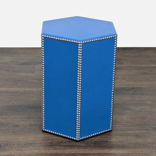 Used Wisteria Blue Hide Stool for sale on AptDeco