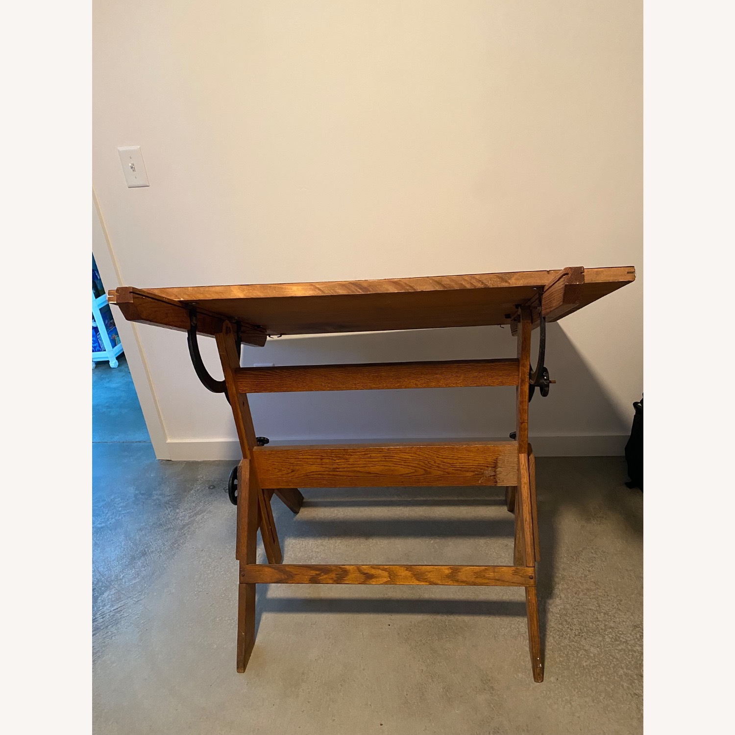 Antique Wood Drafting Table Circa 1980s - image-2