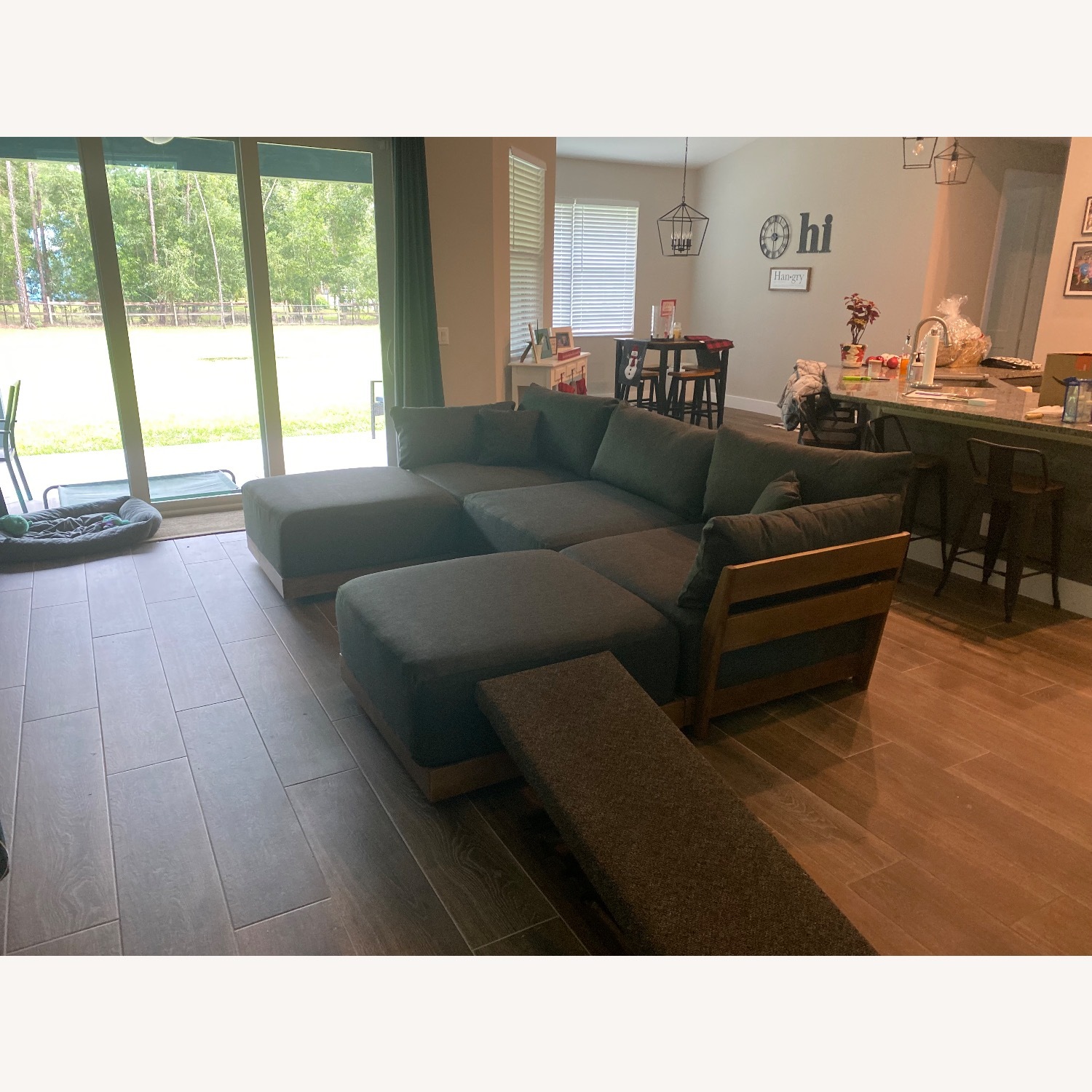 Inside Weather Dark Gray Fabric 3+ Seater Sofa - image-1