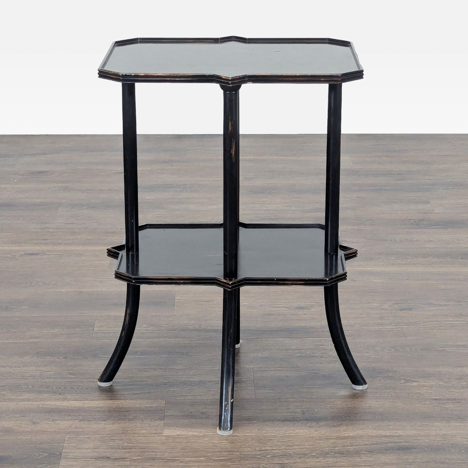 Two Tier Side Table with Distressed Finish	 - image-1