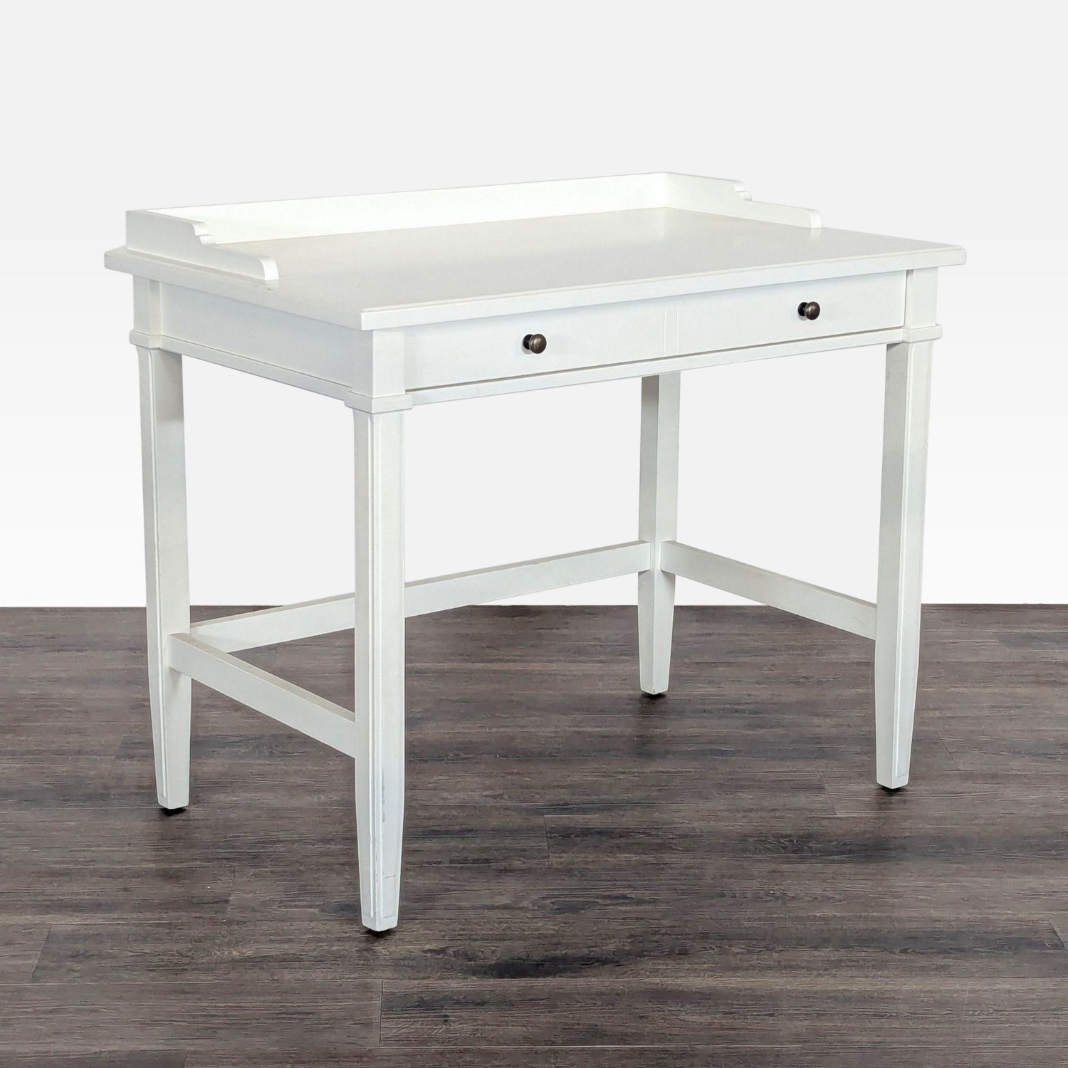 Crate & Barrel White Writing Desk with Drawer - image-8