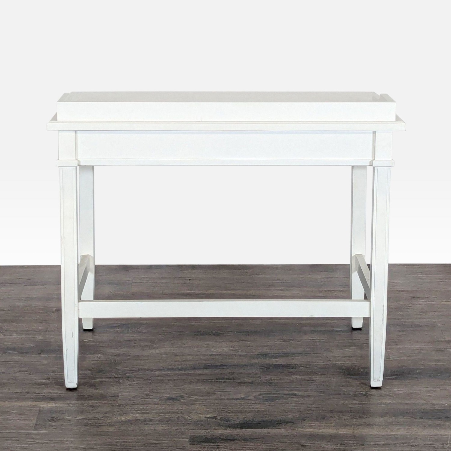 Crate & Barrel White Writing Desk with Drawer - image-4