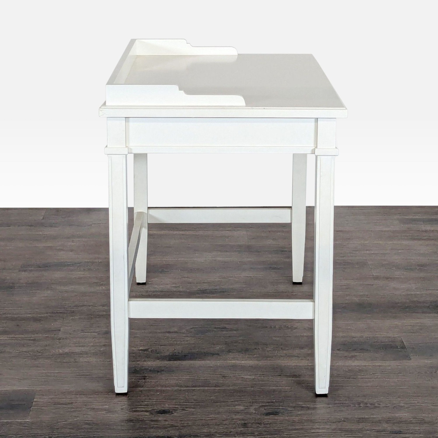 Crate & Barrel White Writing Desk with Drawer - image-3