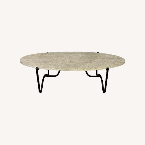 Used Lulu and Georgia Peggy Outdoor Oval Coffee Table for sale on AptDeco
