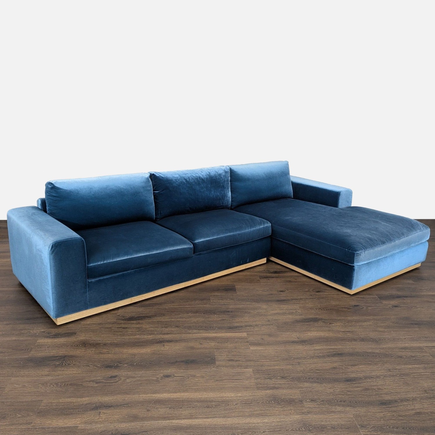 Rove Concepts Noah Blue Velvet Sectional Sofa  - image-1