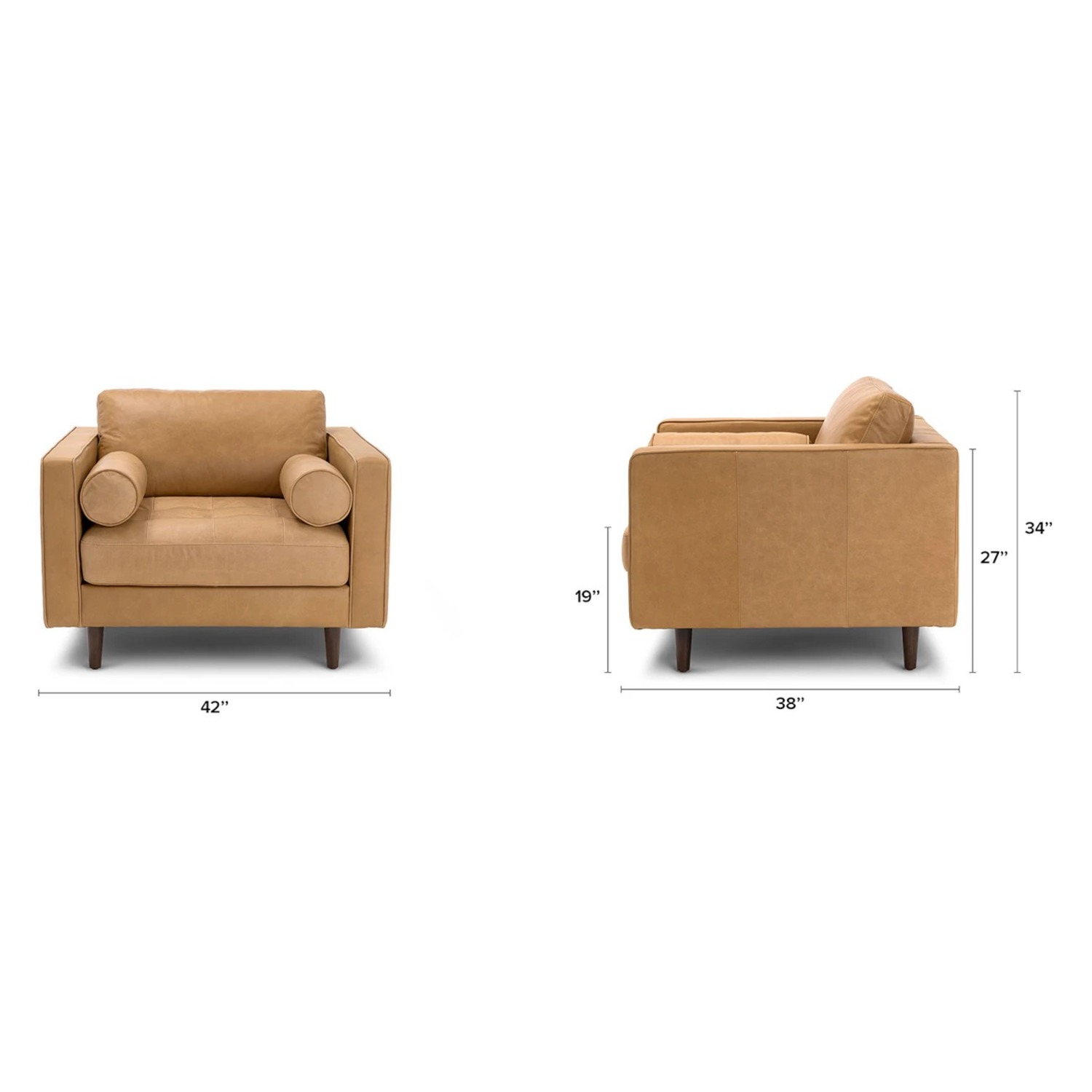 Article Light Brown Leather Accent Chair - image-3