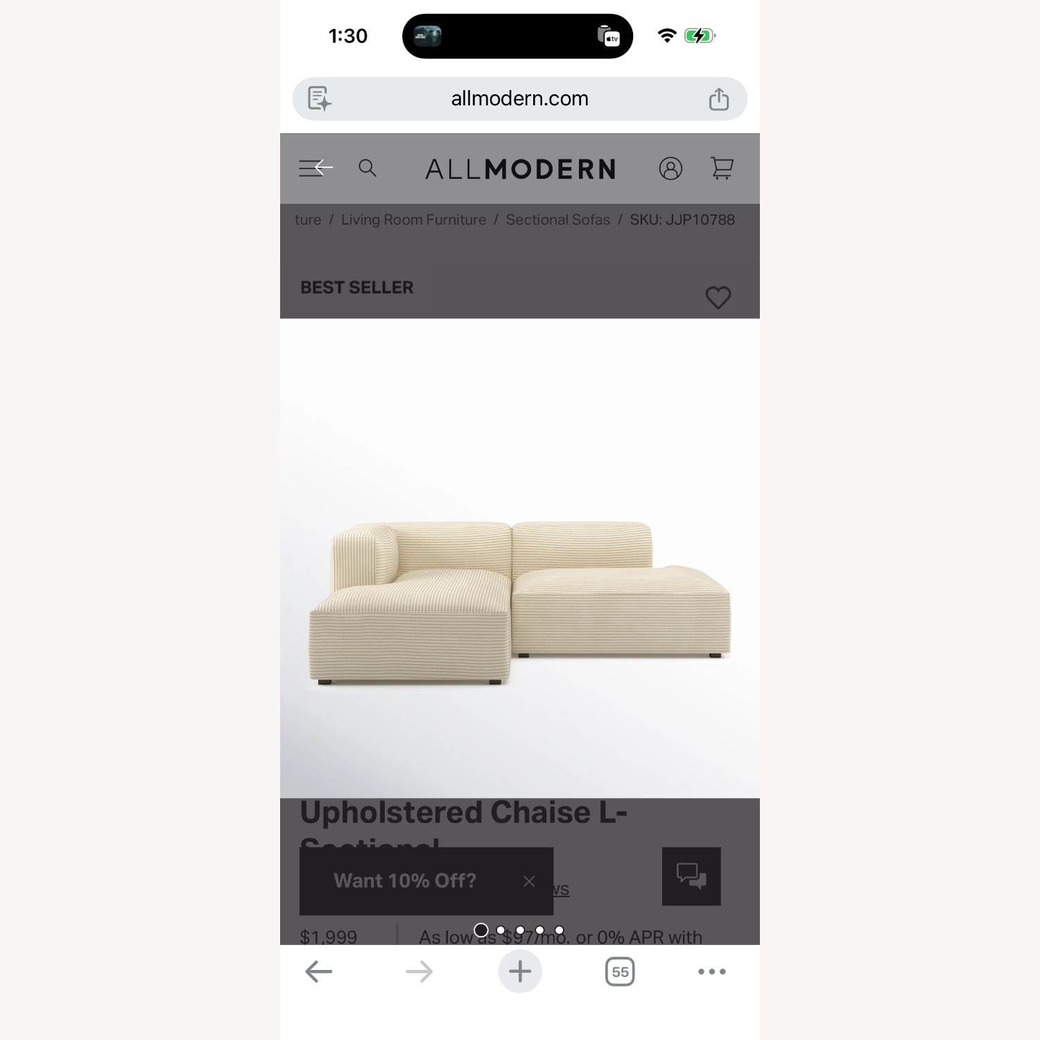 Winnie 2 - Piece Modular Upholstered Chaise L-Sectional - image-1