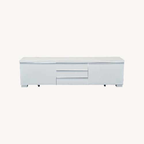 Used IKEA Besta Burs TV Stand in High Gloss White for sale on AptDeco