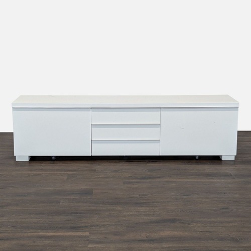 Used IKEA Besta Burs TV Stand in High Gloss White for sale on AptDeco