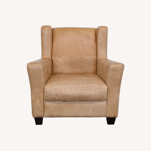 Used West Elm Tan Leather Lounge Chair  for sale on AptDeco