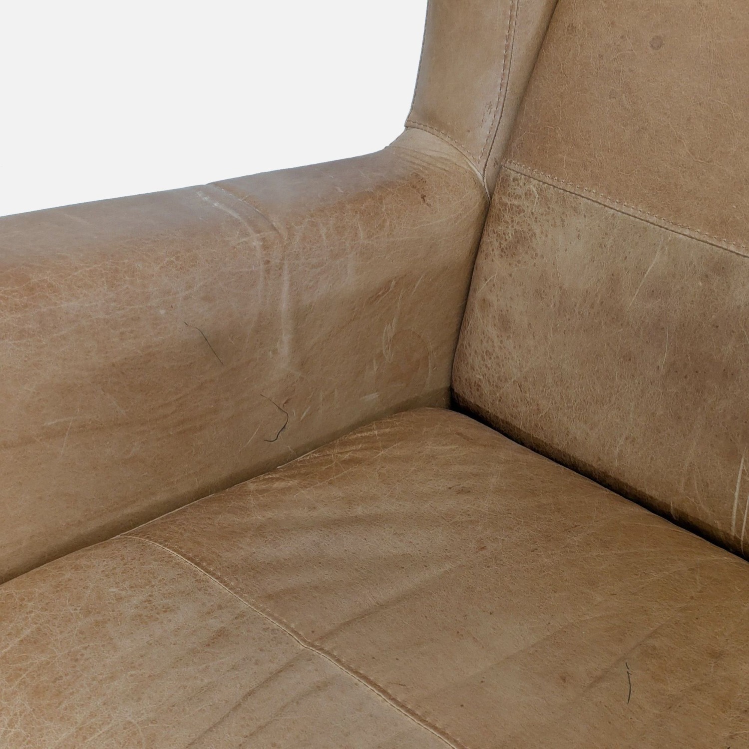 West Elm Tan Leather Lounge Chair  - image-7