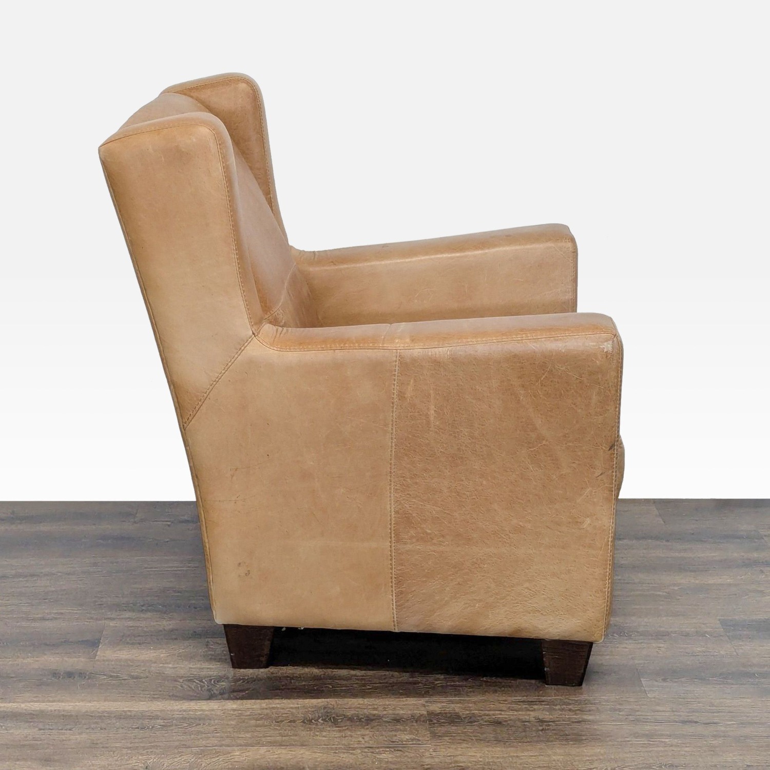 West Elm Tan Leather Lounge Chair  - image-5