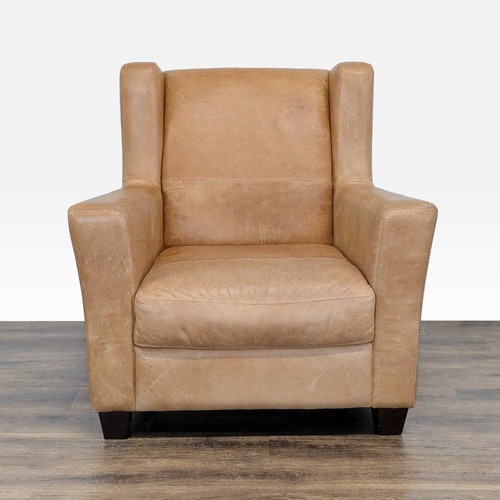 Used West Elm Tan Leather Lounge Chair  for sale on AptDeco