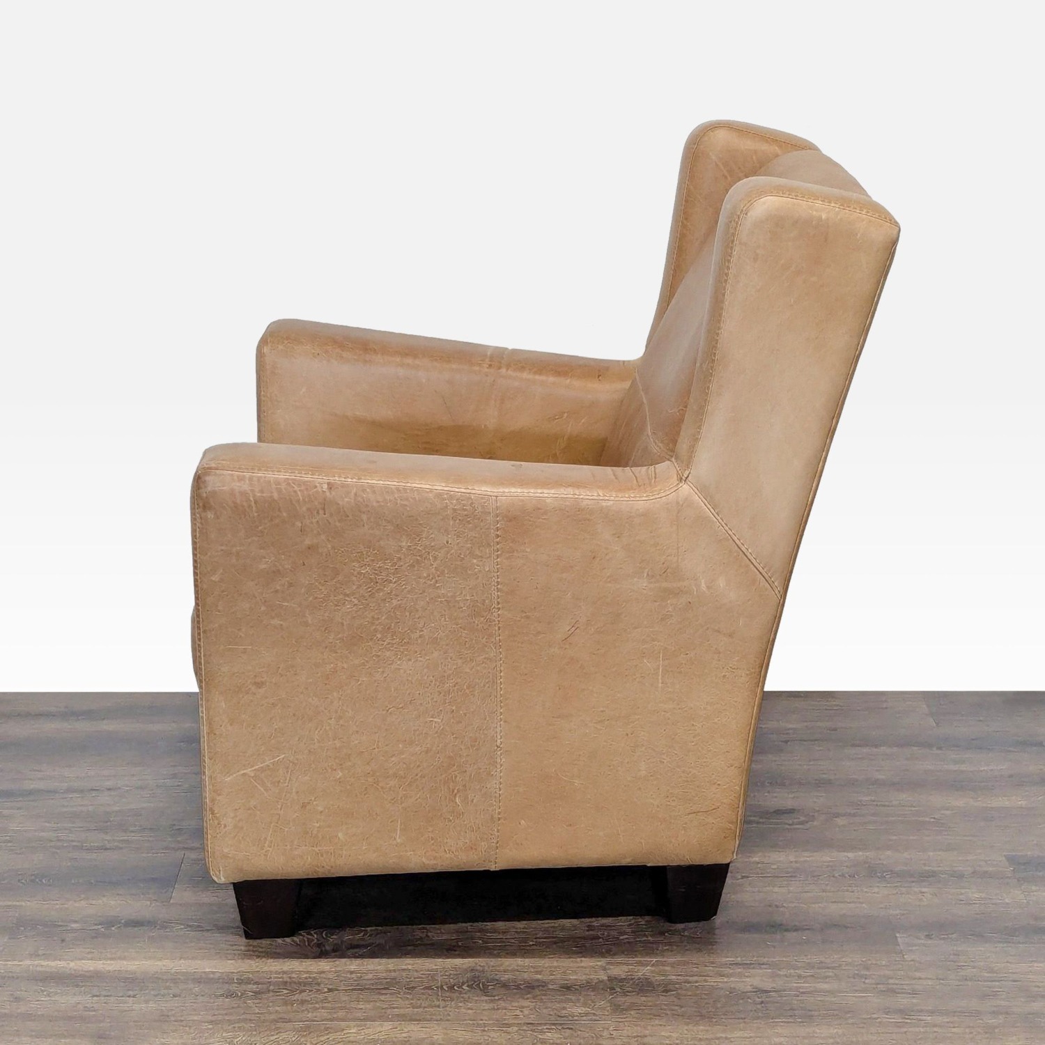 West Elm Tan Leather Lounge Chair  - image-13