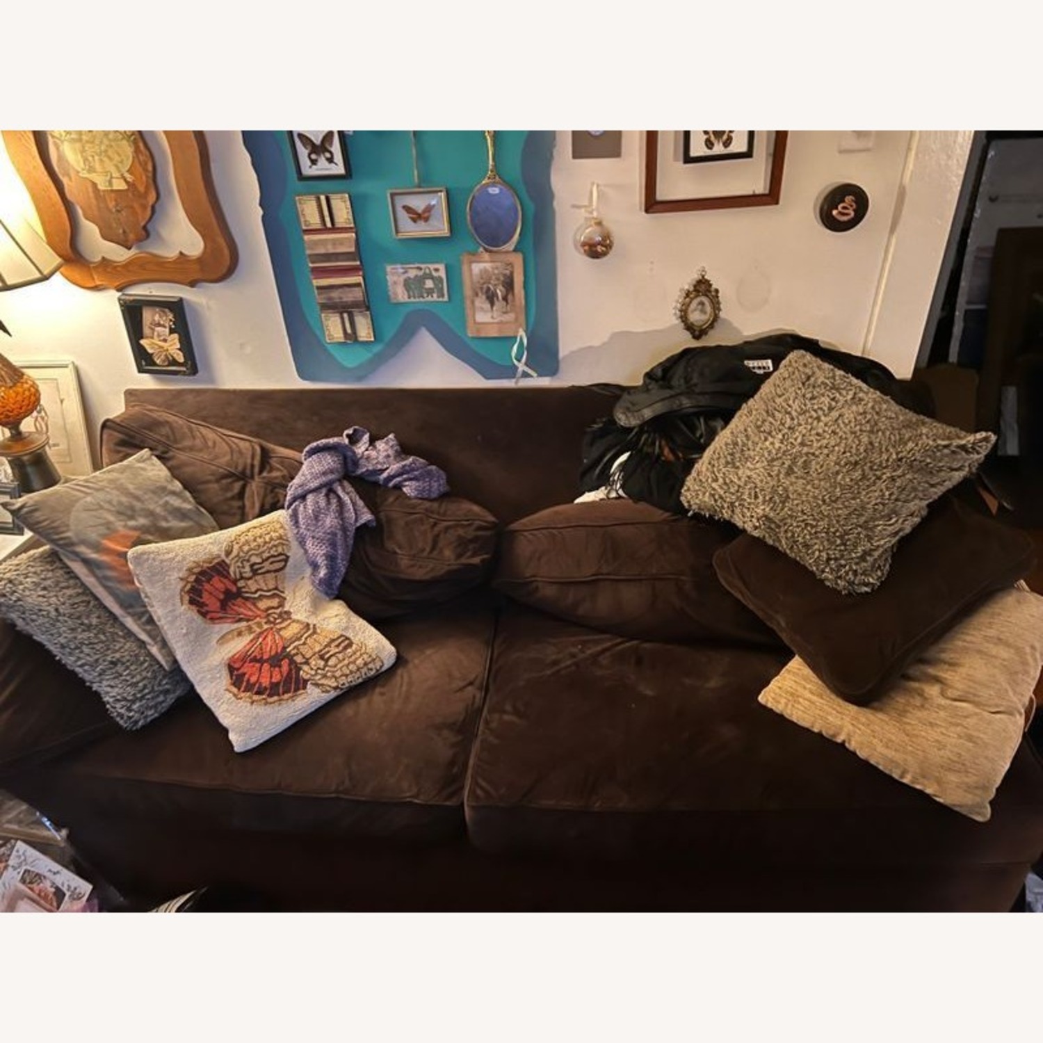 Macy 3-Seat Sofa in Dark Brown Fabric - image-1