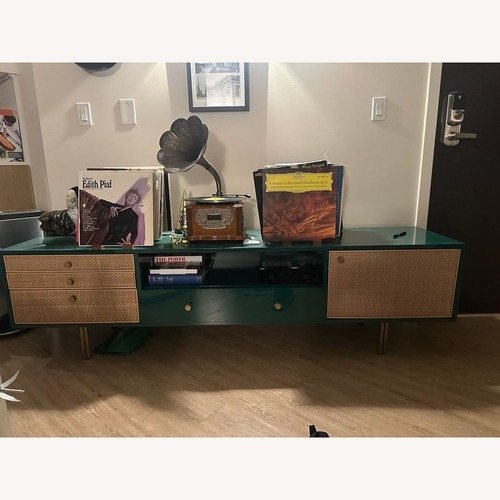 Used Anthropologie Presti Rattan Three Drawer Media  for sale on AptDeco