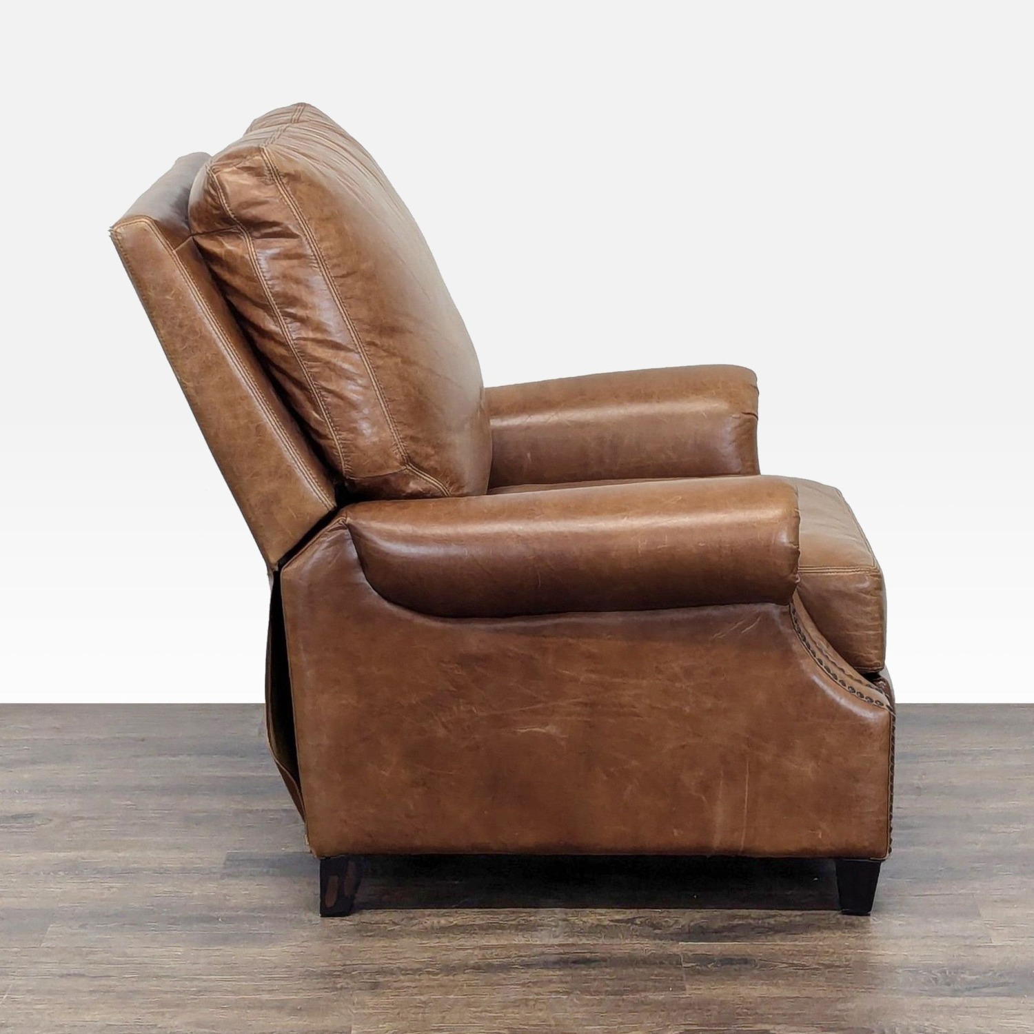Pottery Barn Brown Leather Recliner Lounge Chair - image-3