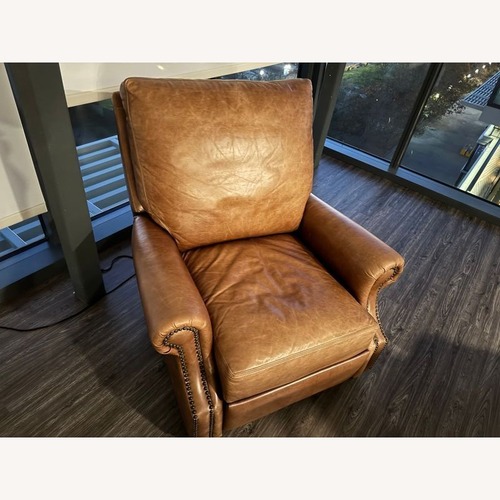 Used Pottery Barn Brown Leather Recliner Lounge Chair for sale on AptDeco