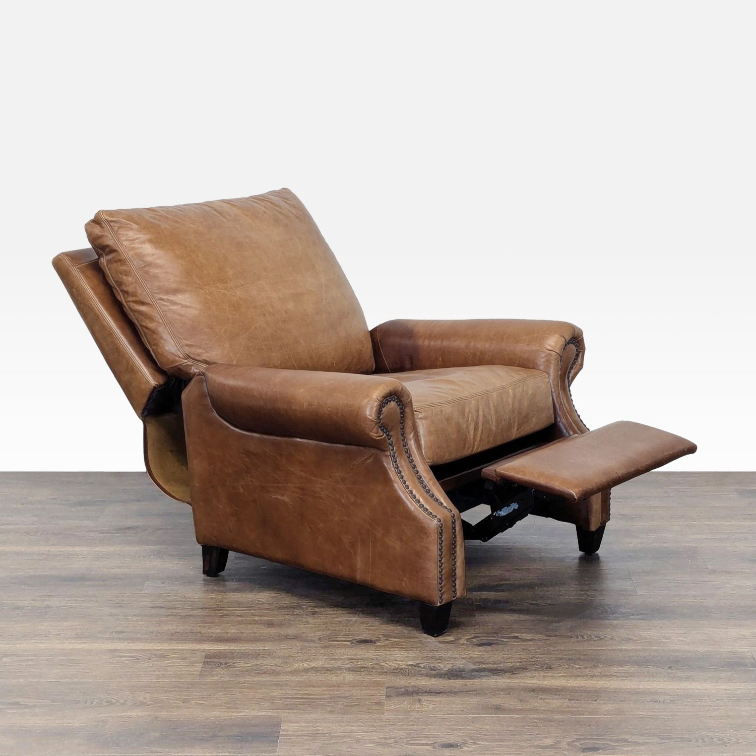 Pottery Barn Brown Leather Recliner Lounge Chair - image-2