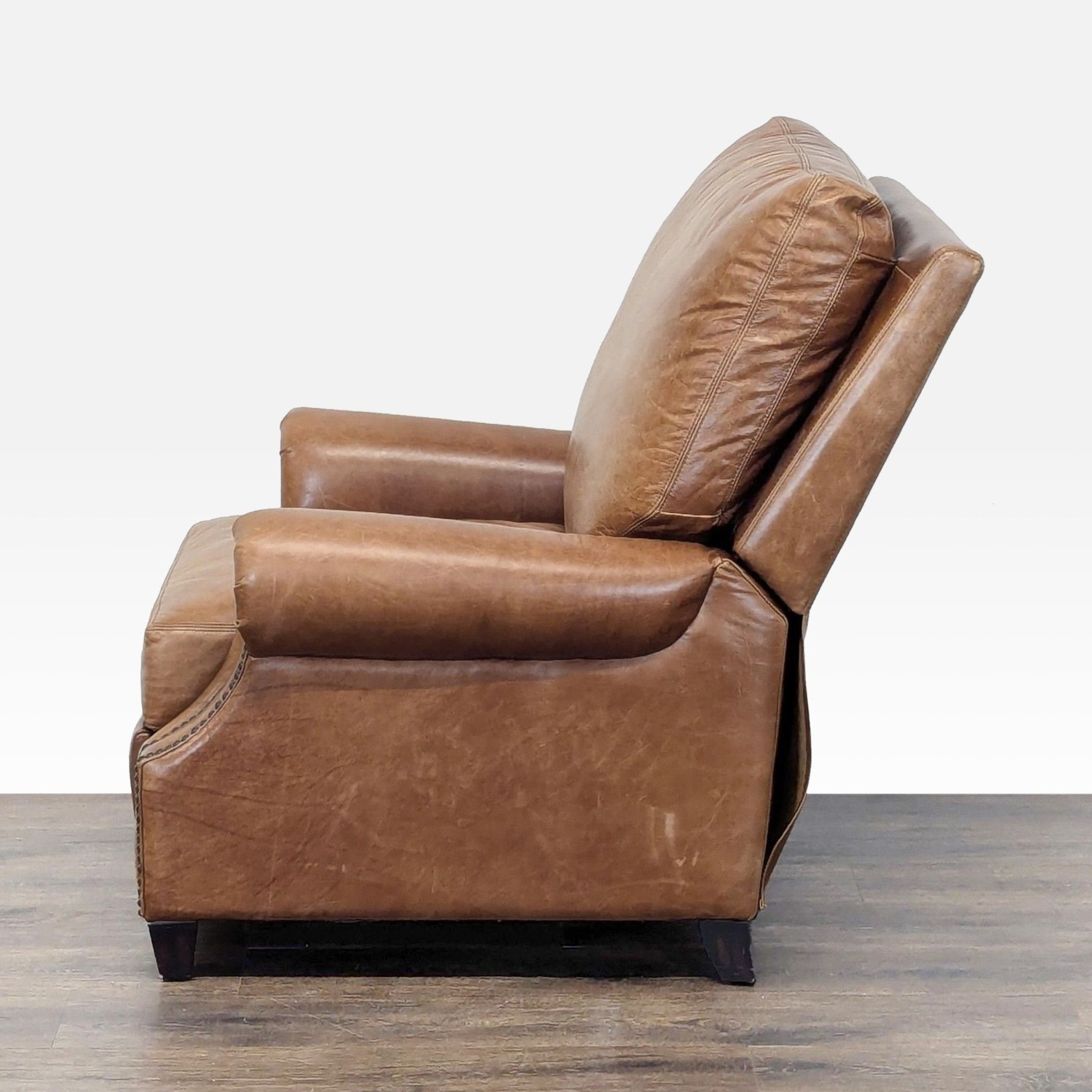 Pottery Barn Brown Leather Recliner Lounge Chair - image-5