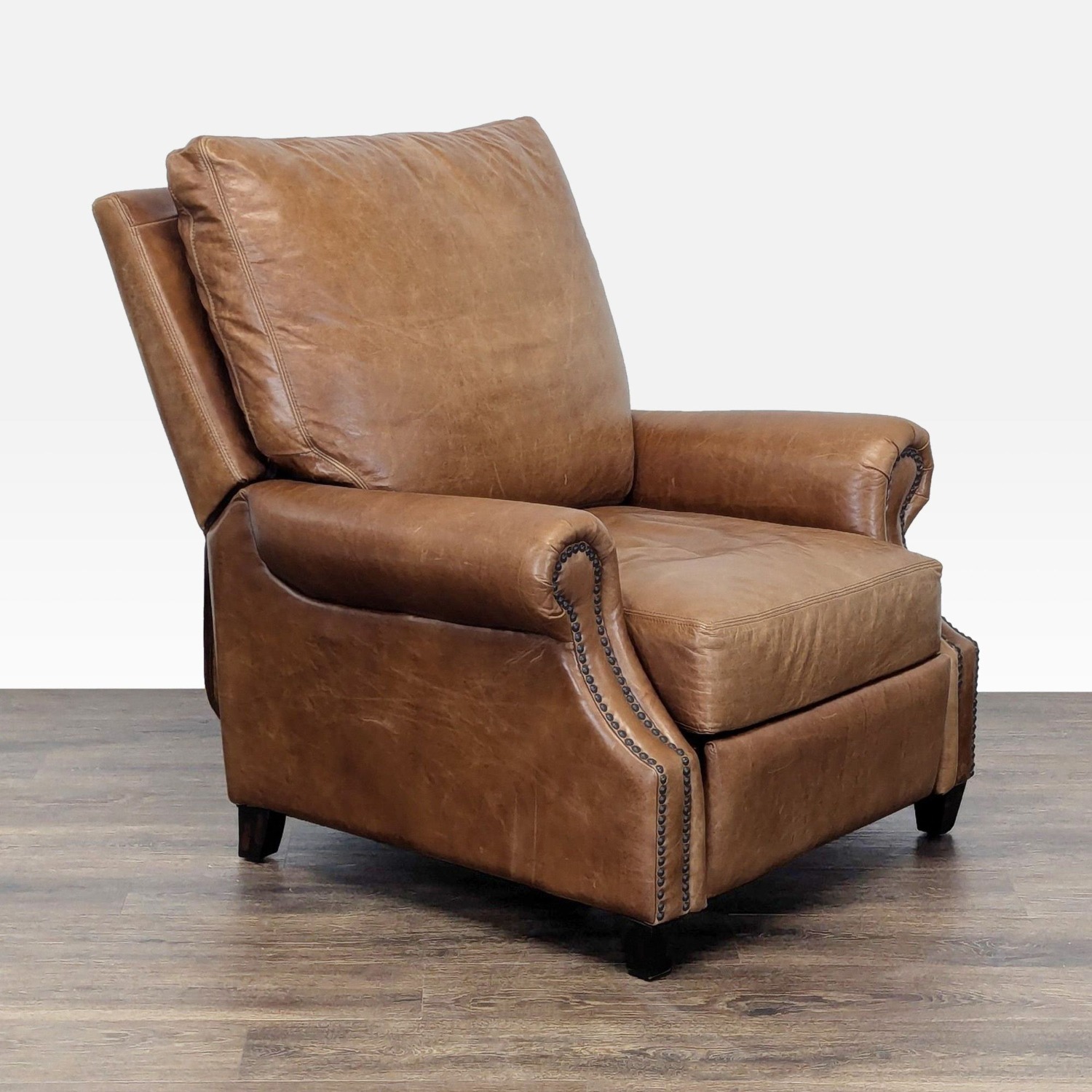 Pottery Barn Brown Leather Recliner Lounge Chair - image-9
