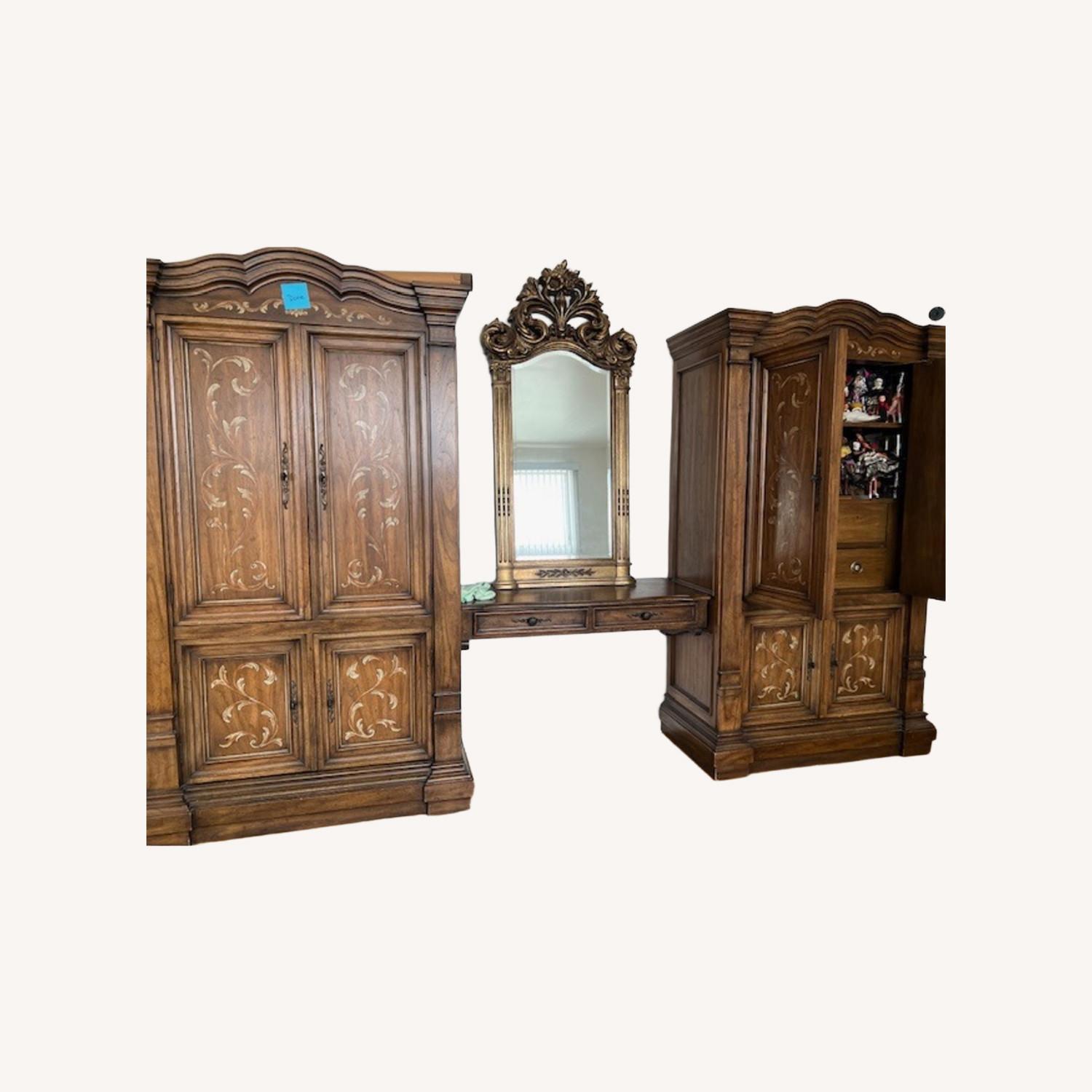 Dark Brown Wood Armoire - image-0