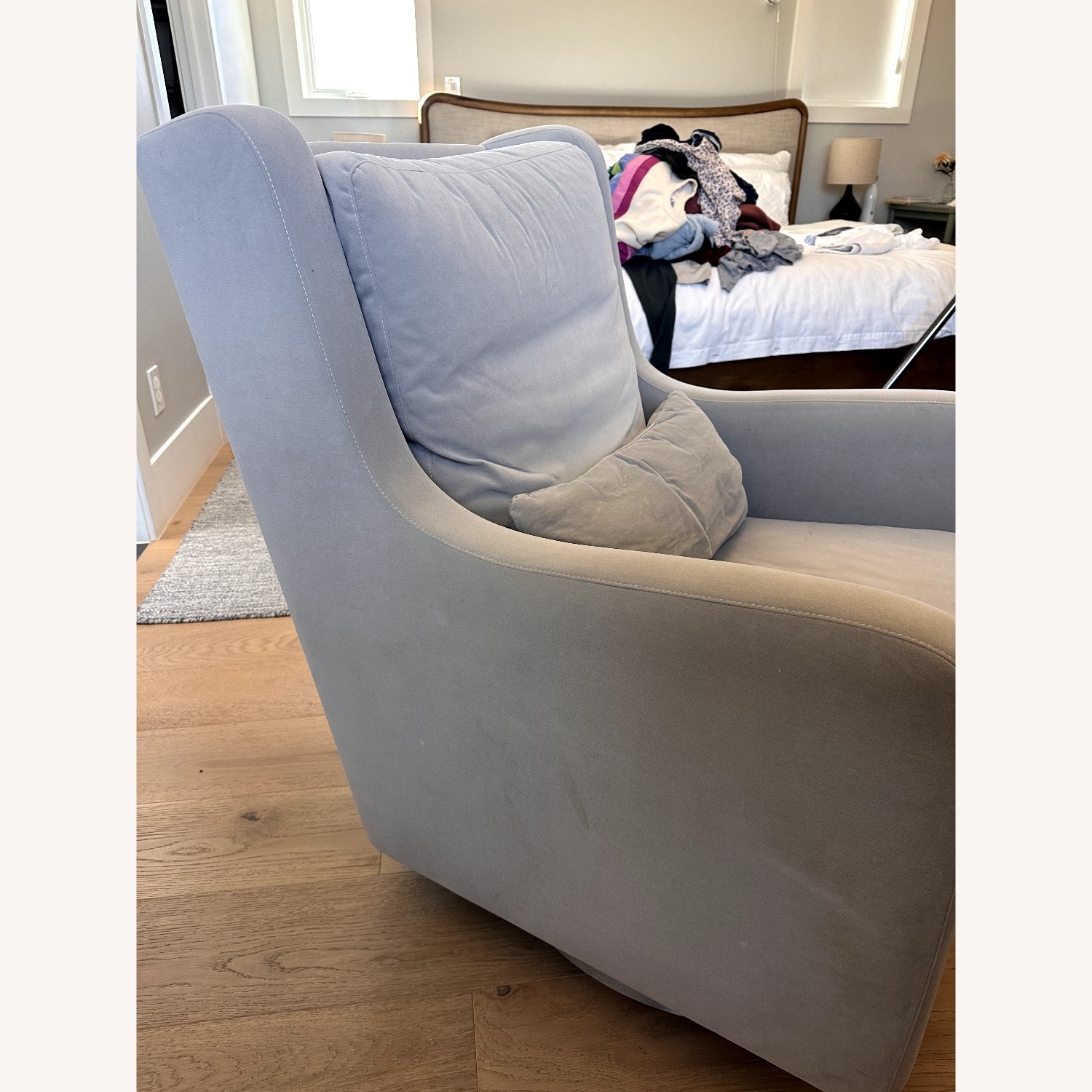 Crate & Kids Light Gray Microsuede Nursing Chair - image-2