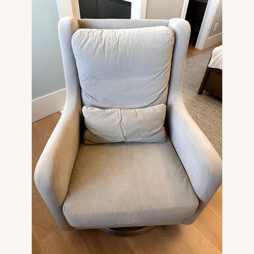 Used Crate & Kids Light Gray Microsuede Nursing Chair for sale on AptDeco