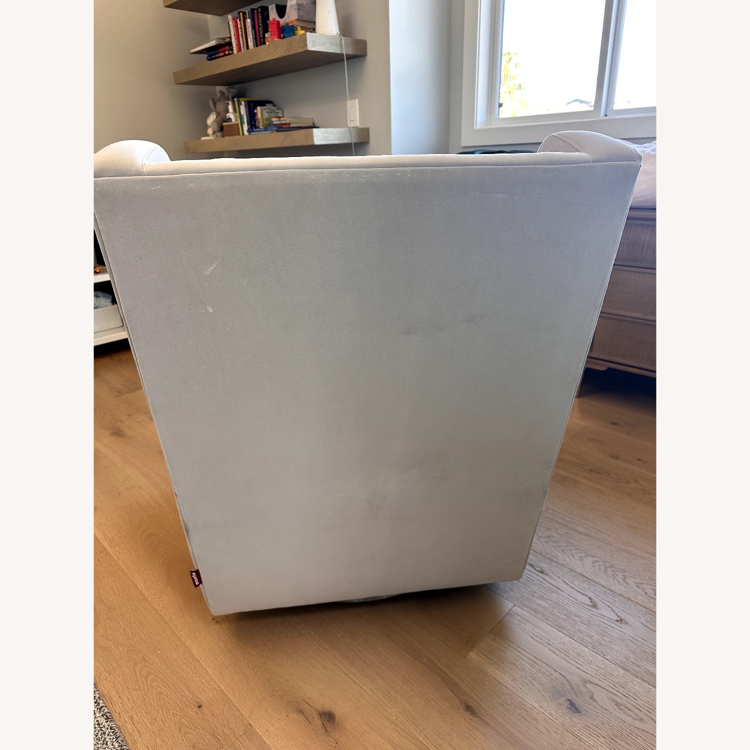 Crate & Kids Light Gray Microsuede Nursing Chair - image-4