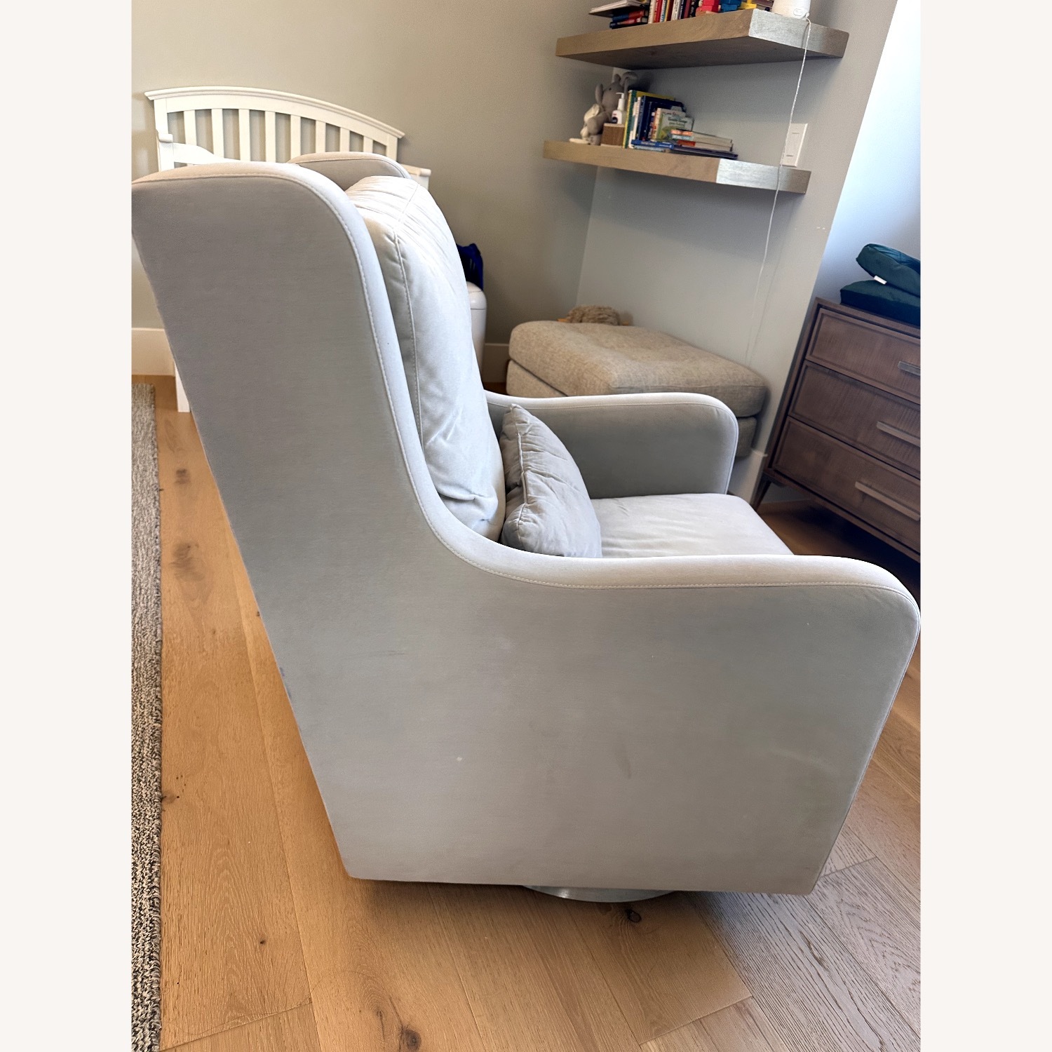 Crate & Kids Light Gray Microsuede Nursing Chair - image-5