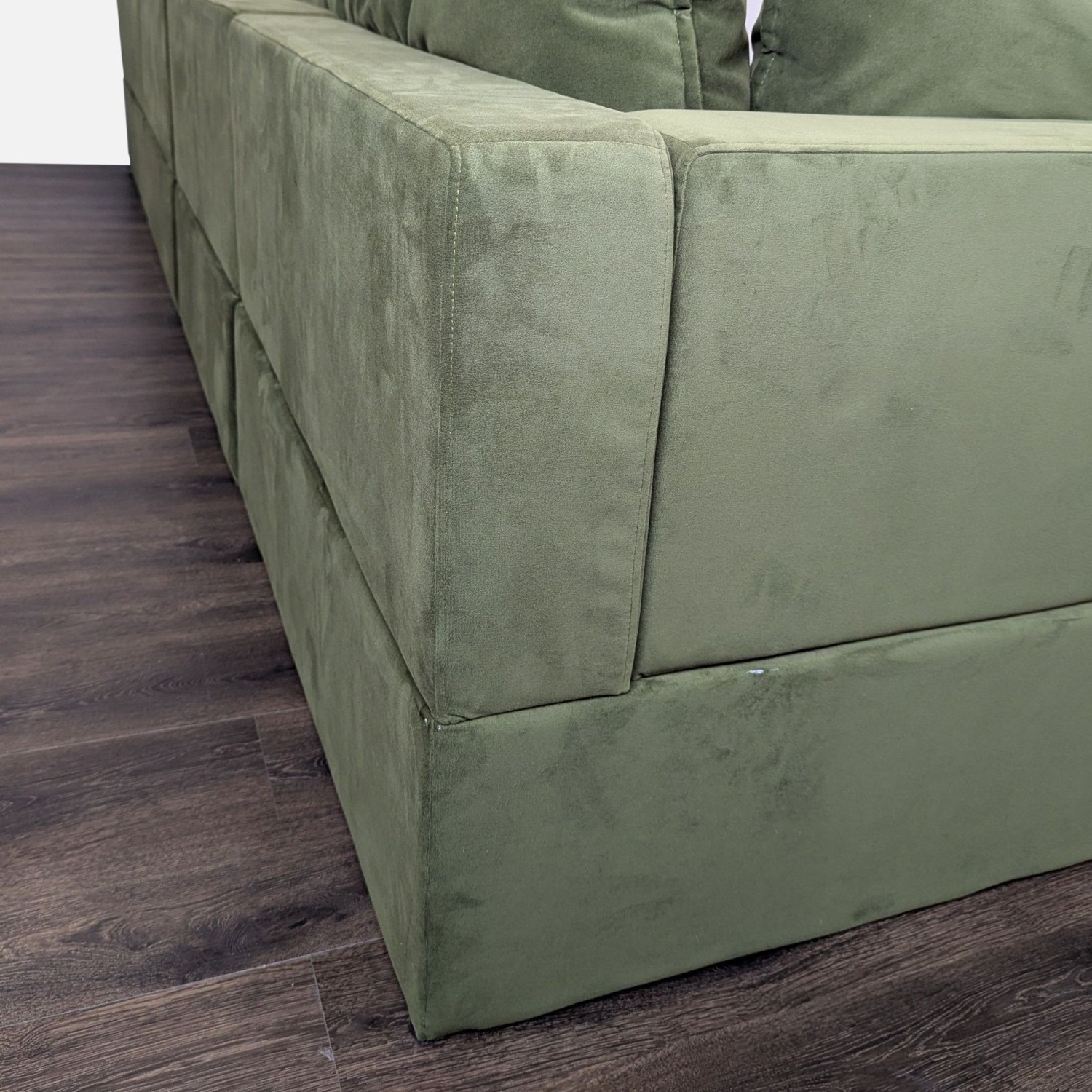 Albany Park Olive Green Velvet Sectional Sofa  - image-5