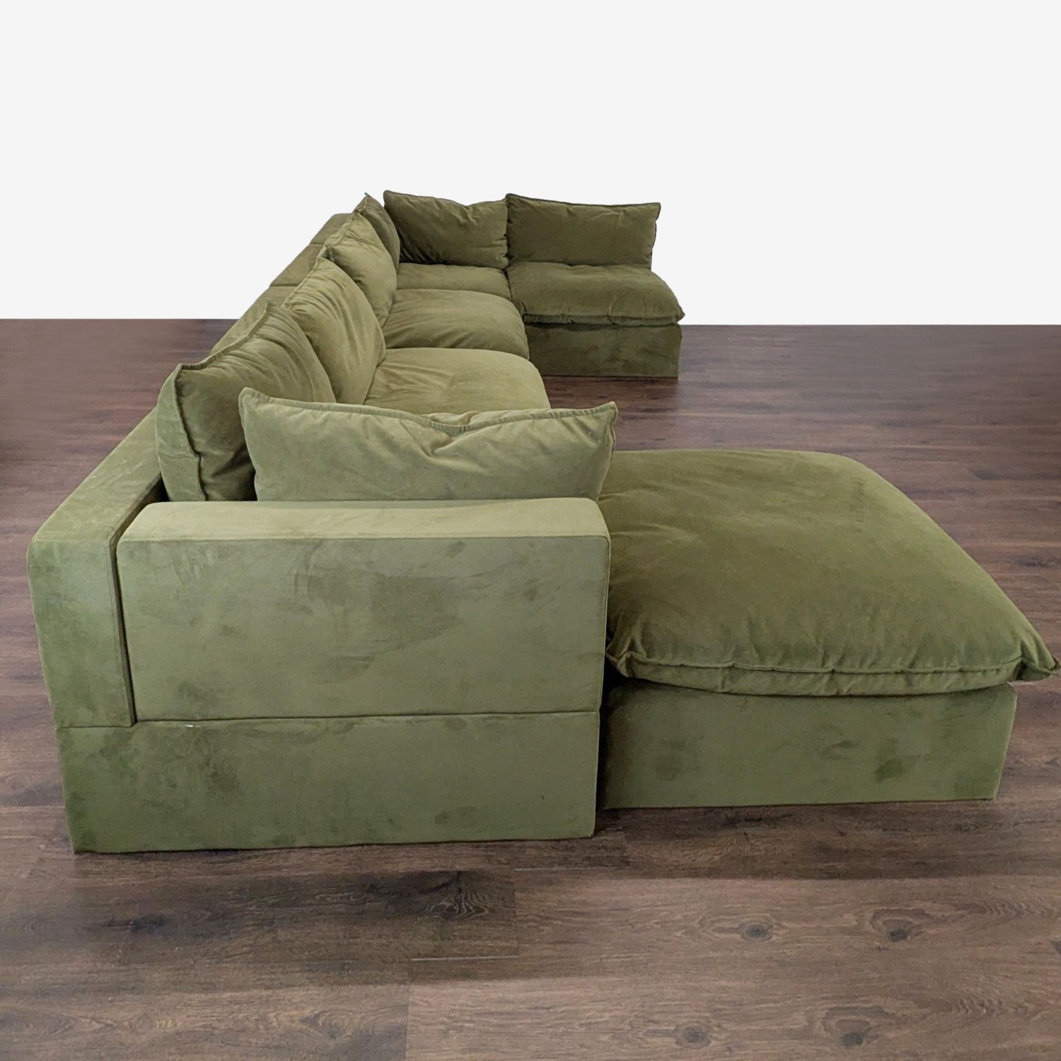 Albany Park Olive Green Velvet Sectional Sofa  - image-2